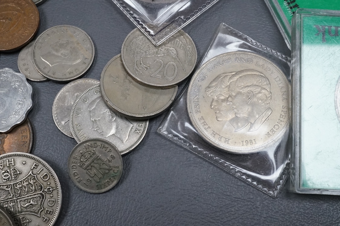 A collection of coins including pre 1947 Halfcrowns, Florins, shillings etc.